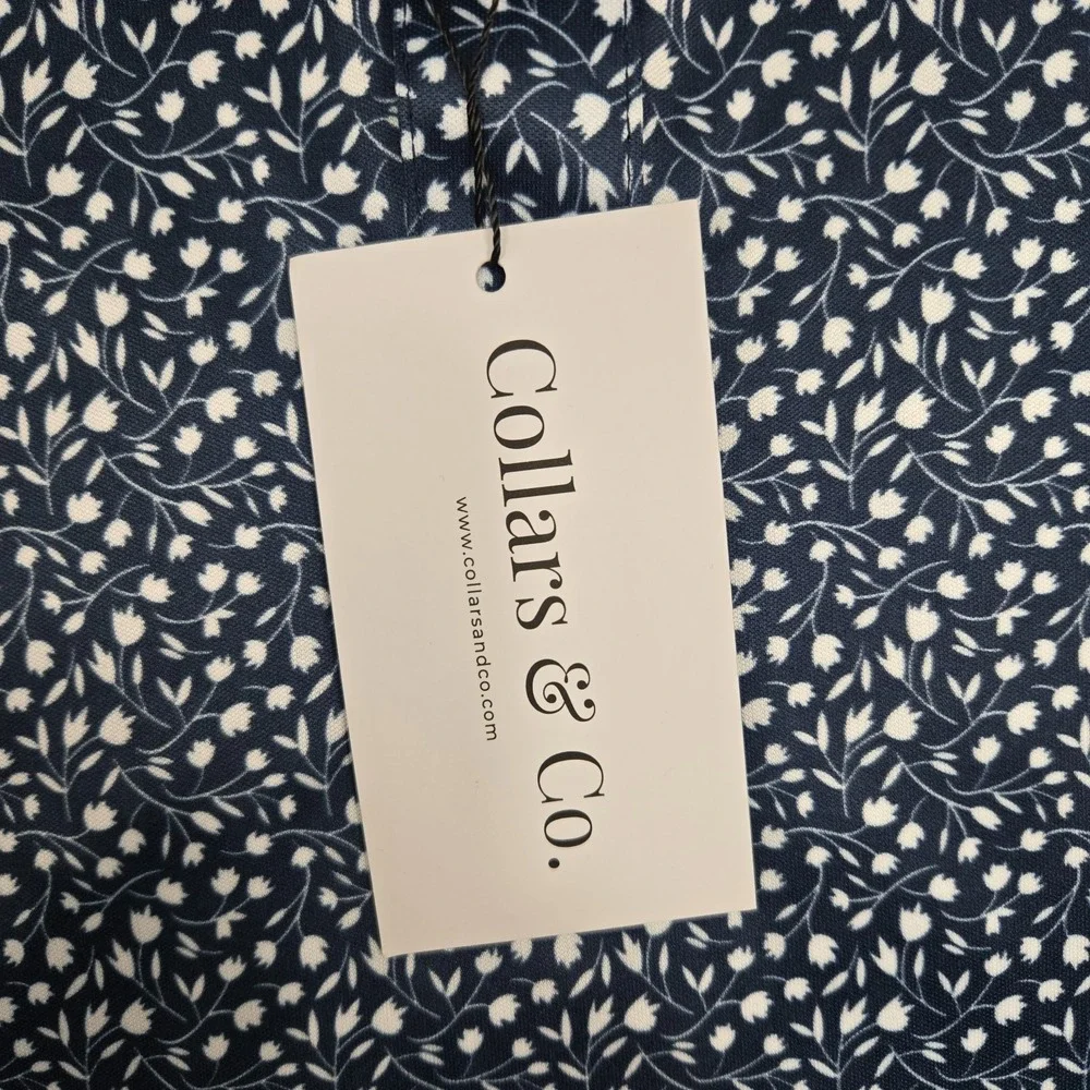 Collars and Co blue white floral Performance Dress Collar Polo Mens 3XL NEW - Picture 7 of 10